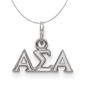 Sterling Silver Alpha Sigma Alpha XS (Tiny) Greek Necklace - 16 Inch